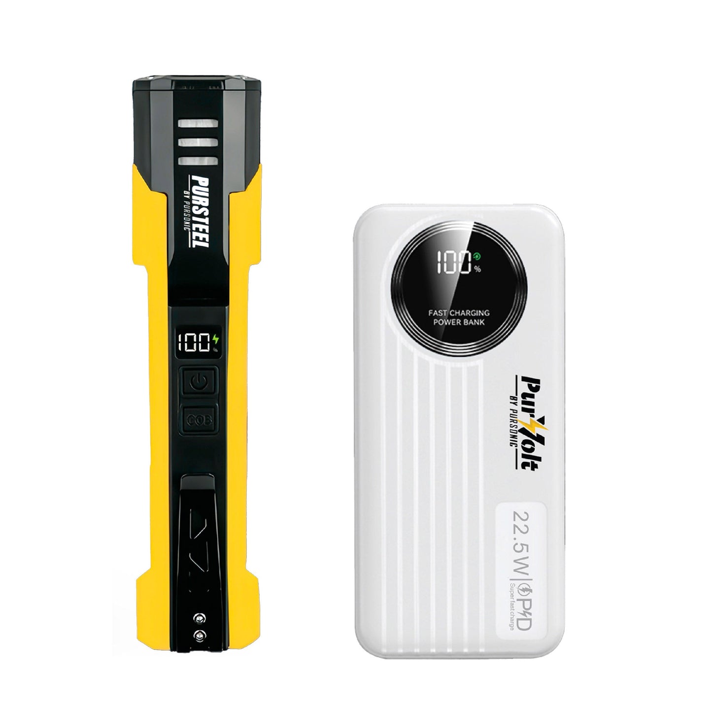 Emergency Prep Bundle: Pursonic 2-in-1 Ultra Bright Flashlight & LED Fast Charging Power Bank
